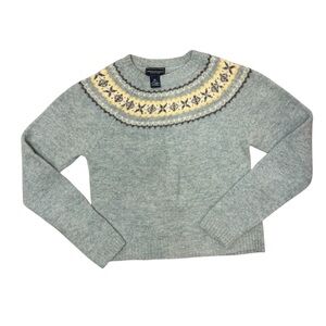 American Eagle Women's Fair Isle Sweater - Green and Yellow Size medium